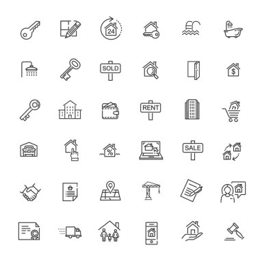 Outline web icons set - Real Estate clipart