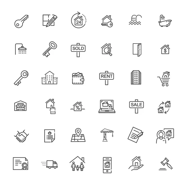 Outline web icons set - Real Estate — Stock Vector