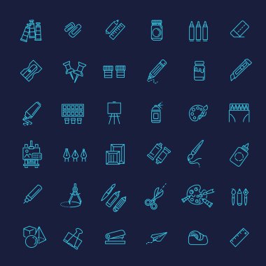 Taslak ağ simgesi seti - çizim araçları