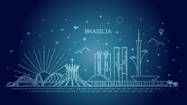 Brasilia mimari vektör çizgisi ufuk çizgisi