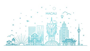 Macau silueti, Çin. Satır sanatı