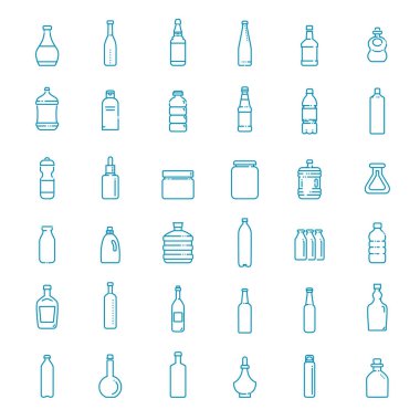 Şişe, ambalaj koleksiyonu - vektör simgeleri