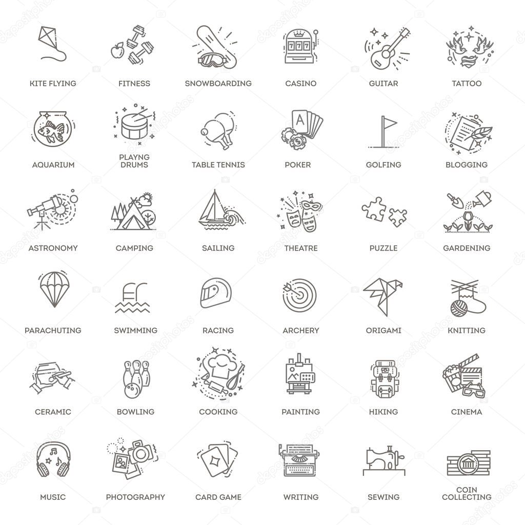 Line icons set in modern line icon style for ui, ux, web, app design