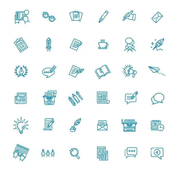 Vector Illustration Set Simple Blogging Copywriting Icons — 스톡 벡터