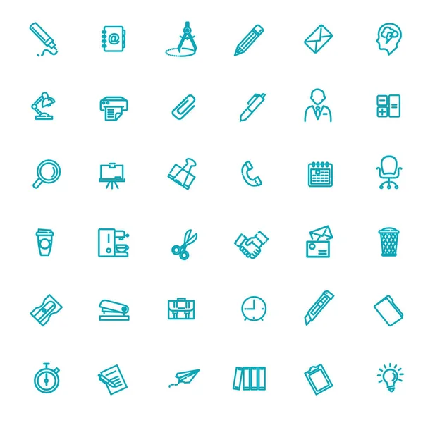 Umriss Web Icon Set Büro — Stockvektor