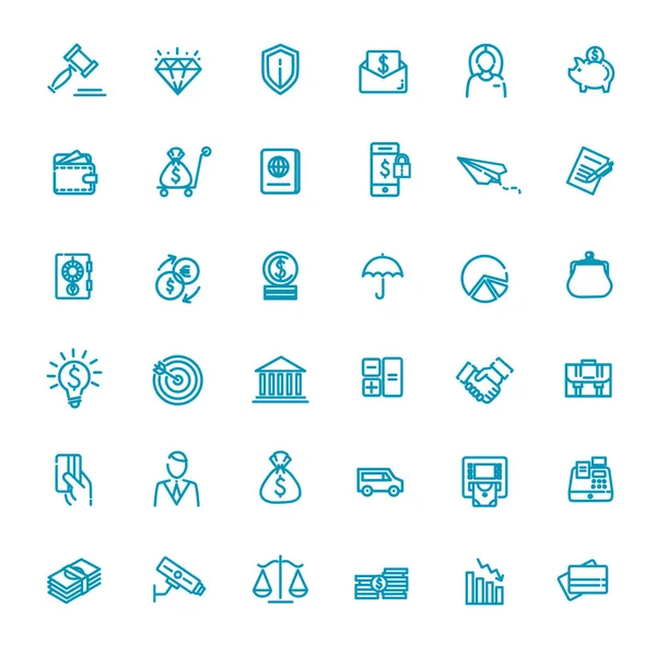 Umrissvektor Web Icon Set Geld — Stockvektor