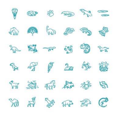 Çizgi hayvanları kavramları, simgeler ayarlandı