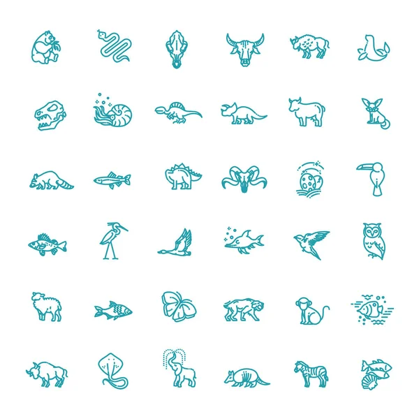 Línea animales conceptos, iconos conjunto — Vector de stock