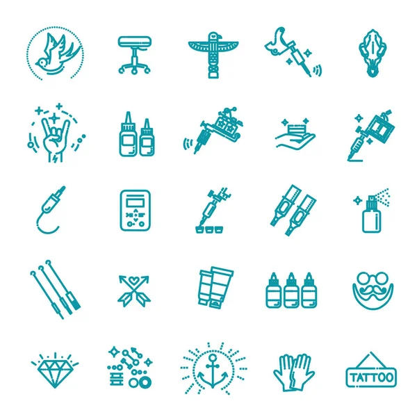 Tattoo Salon Master Icon Set — Stock Vector