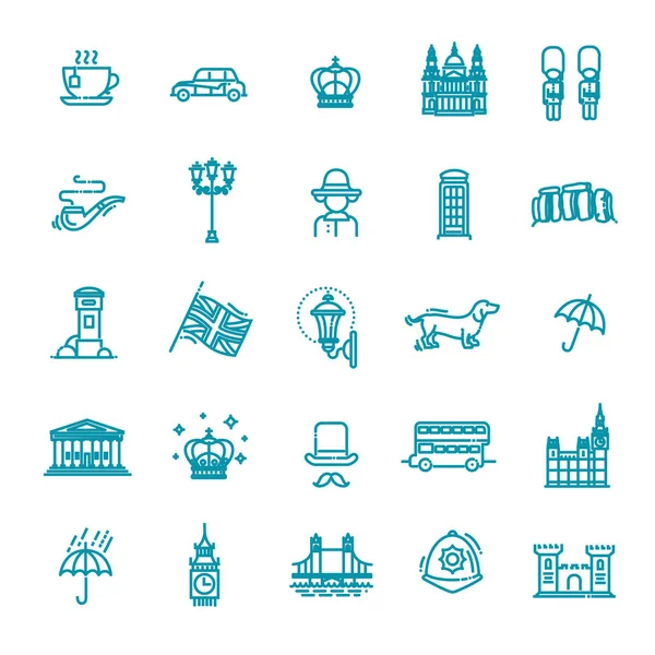 Icônes Thématiques Londres Collection Symboles Linéaires Angleterre Showplace Illustration Vectorielle — Image vectorielle
