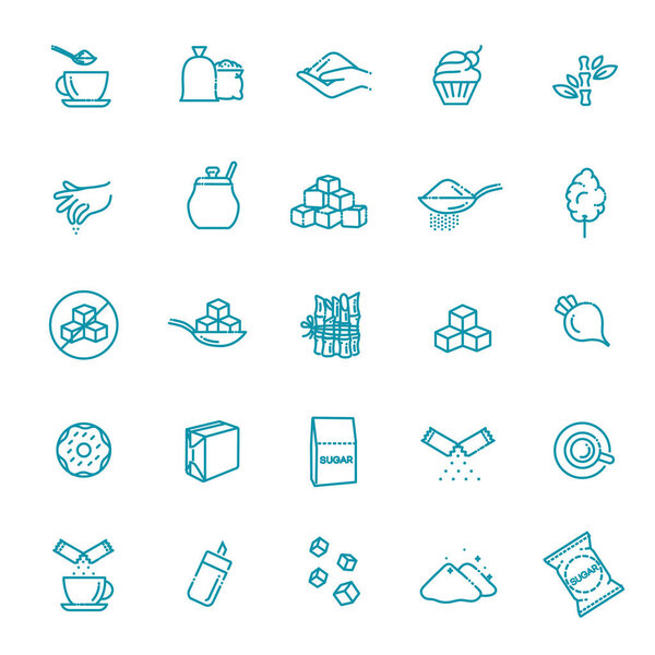 Sugar icon set. Sugar icon set in thin line style