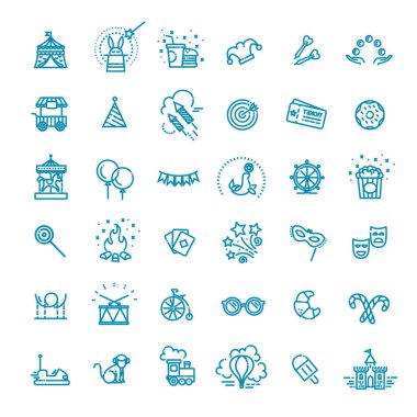 İnce çizgi web simgeleri ayarlandı - tasarımınız için eğlence parkı