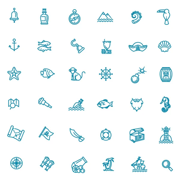 Outline Flat Vector Icon Set — Stock Vector