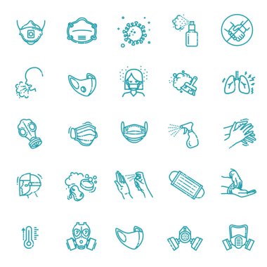 Maske setleri, koruyucu tıbbi maskeler, sağlık hizmetleri için çeşitli solunum cihazları.