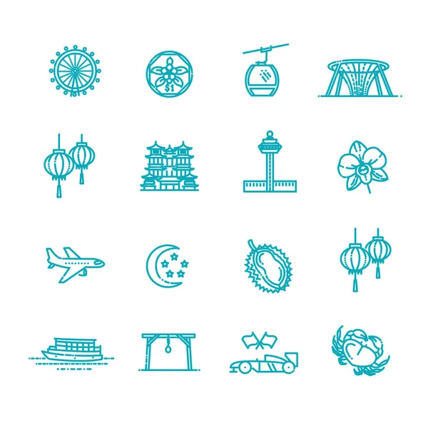 Singapore Symboler Illustration Tunn Linje Ikon — Stock vektor