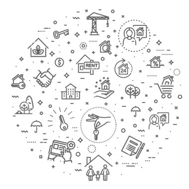 Özet web simgeleri - Emlak. Taşınmazlar