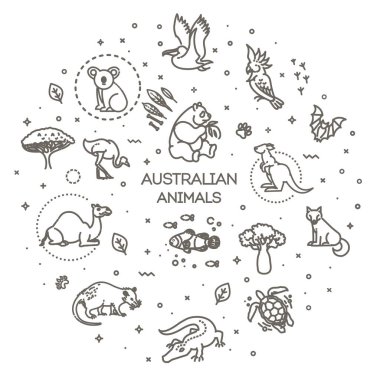 Farklı hayvanlarla Avustralya tarzı vahşi yaşam kavramı