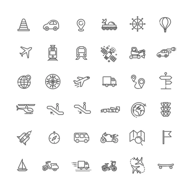 178 Iconos Transporte Diseño Línea Simple Delgado — Archivo Imágenes Vectoriales