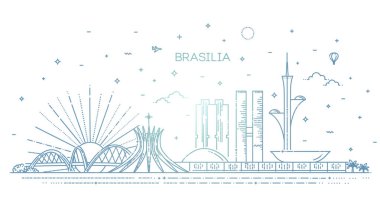 Brasilia architecture vector line skyline clipart