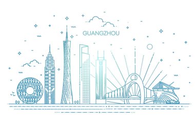 Guangzhou ufuk çizgisi, vektör çizimi doğrusal biçiminde