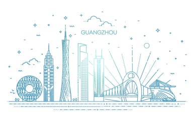 Guangzhou skyline, vector illustration in linear style clipart