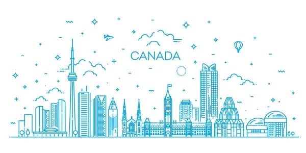 Canadá arquitectura línea skyline ilustración — Vector de stock