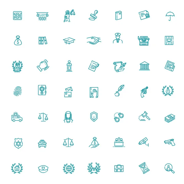 Vector Icons set every single icon. Law and Justice — Stock Vector