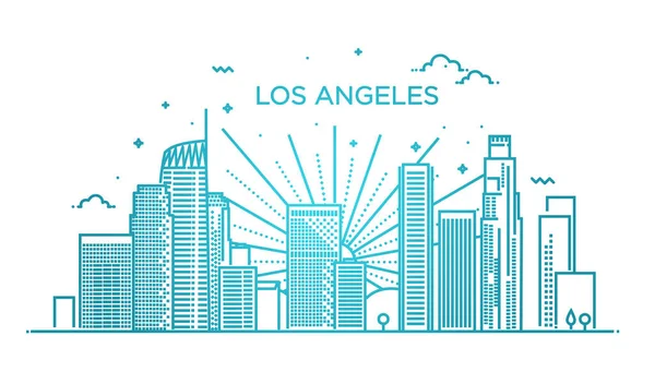 Banner města Los Angeles v rovném módním stylu. Los Angeles city line art. — Stockový vektor