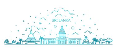 Panorama ile Sri Lanka silueti