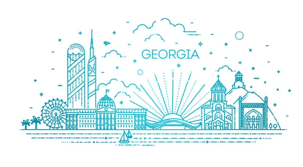 Georgia panorama složení pro design — Stockový vektor