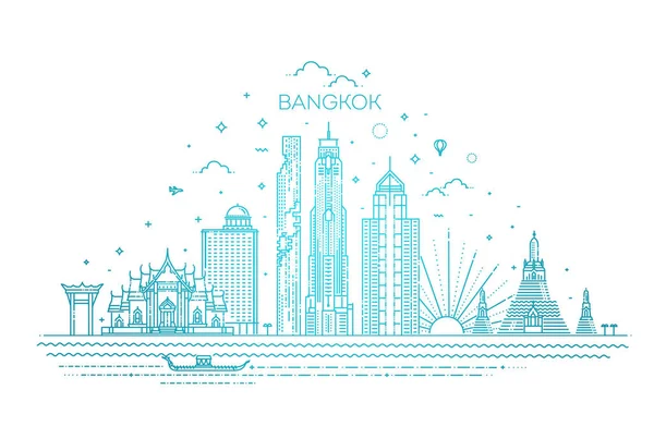 Thaïlande et attractions à Bangkok points de repère. Illustration vectorielle - vecteur — Image vectorielle