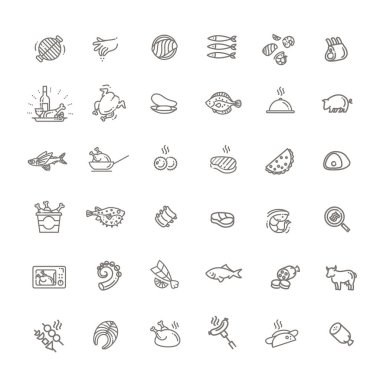 Etle İlgili Basit Vektör Satırı Simgeleri Kümesi.