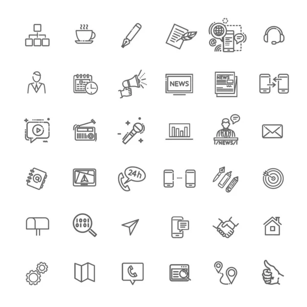 Iconos Para Negocios Marketing Digital Medios Comunicación — Vector de stock