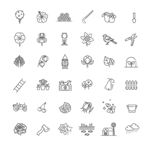 Collection of gardening vector line icons. Flower and Gardening — Stock Vector