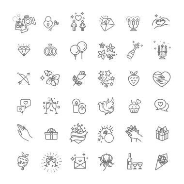 Sevgililer Günü elementi. Hediye, kalp, balon, anahtar, gül,