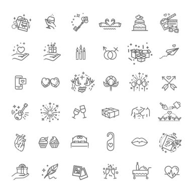 Sevgililer Günü elementi. Hediye, kalp, balon, anahtar, gül,