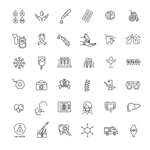 Line medicine concepts, vector outline Icons set — Stock Vector