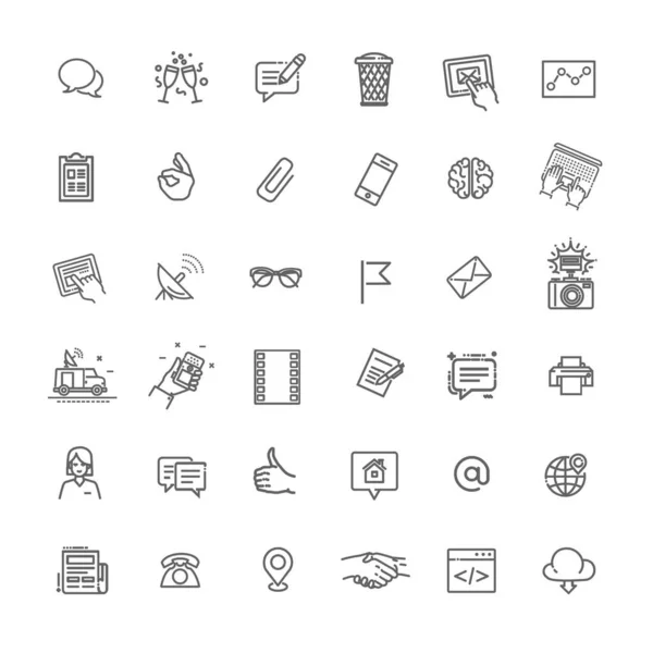 Set di icone a righe sottili. Icone per la commercializzazione — Vettoriale Stock