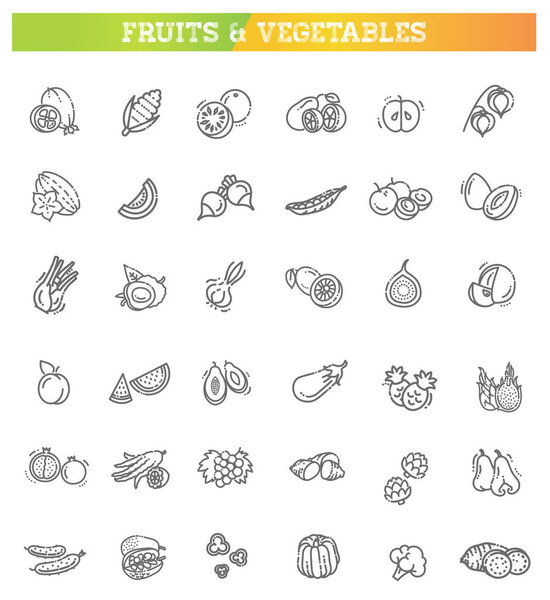 food thin line icons. Fruit and Vegetables