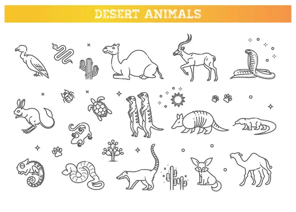 Conceito de vida selvagem com diferentes animais do deserto — Vetor de Stock