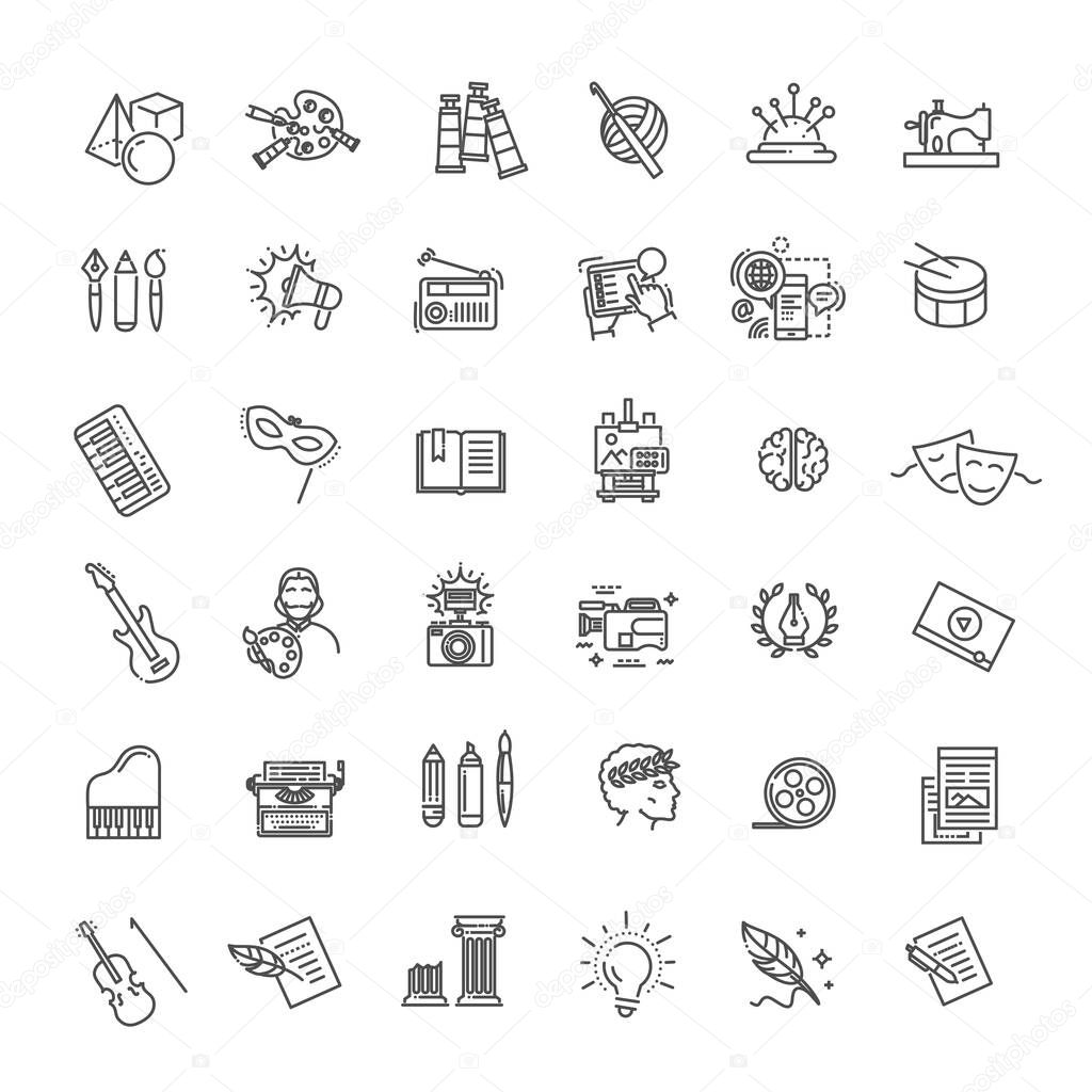 Line Arts Icons set. Vector linear icons