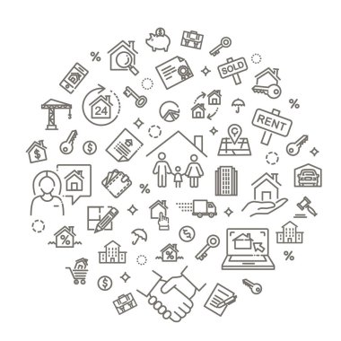 Özet web simgeleri - Emlak. Taşınmazlar