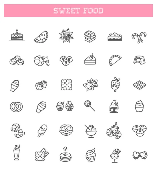 Set vector line icons in flat design chocolate, dessert and candy — Stock Vector