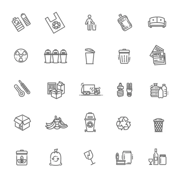 Conjunto de iconos de la línea vectorial de basura. Conjunto de iconos de basura — Vector de stock