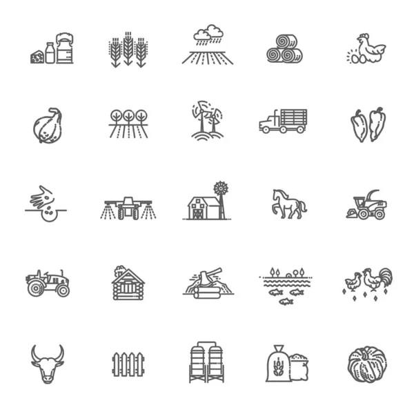 Set of Agriculture and Farming Line Icons — Stock Vector