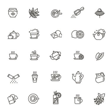 İnce çizgi vektör çizimi. Taslak simgeleri ayarlandı