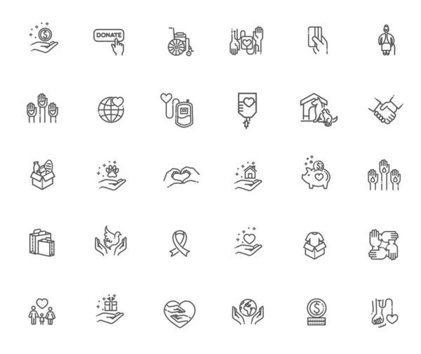 Charity Modern Vector Line Design Icons Vector Icon Set — ストックベクタ