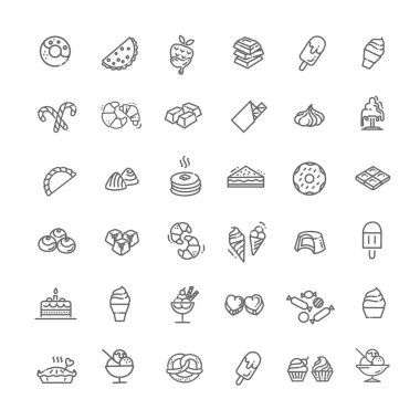 Çikolata, tatlı ve şeker. Vektör koleksiyonu