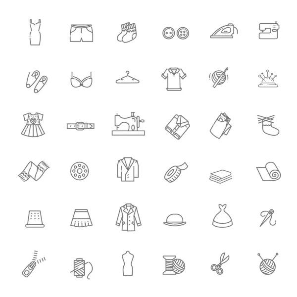 Tailor icons set. Accessories and supplies for tailor studio — ストックベクタ