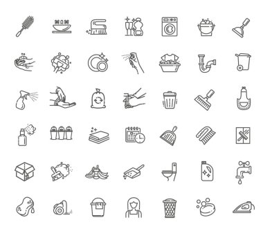 Temizlik hizmeti konsepti çizimi ince çizgi düz tasarım